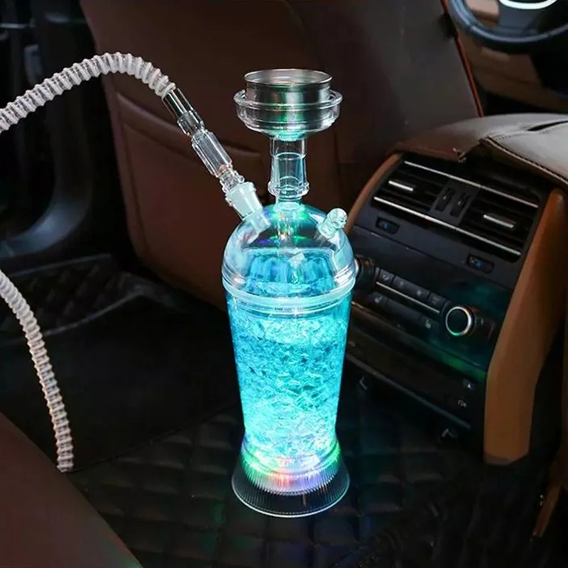 

MOONSHADE Portable Acrylic Hookah Cup Set with LED Light Chicha Bowl Water Pipe Car Shisha Set Narguile Smoking Accessories
