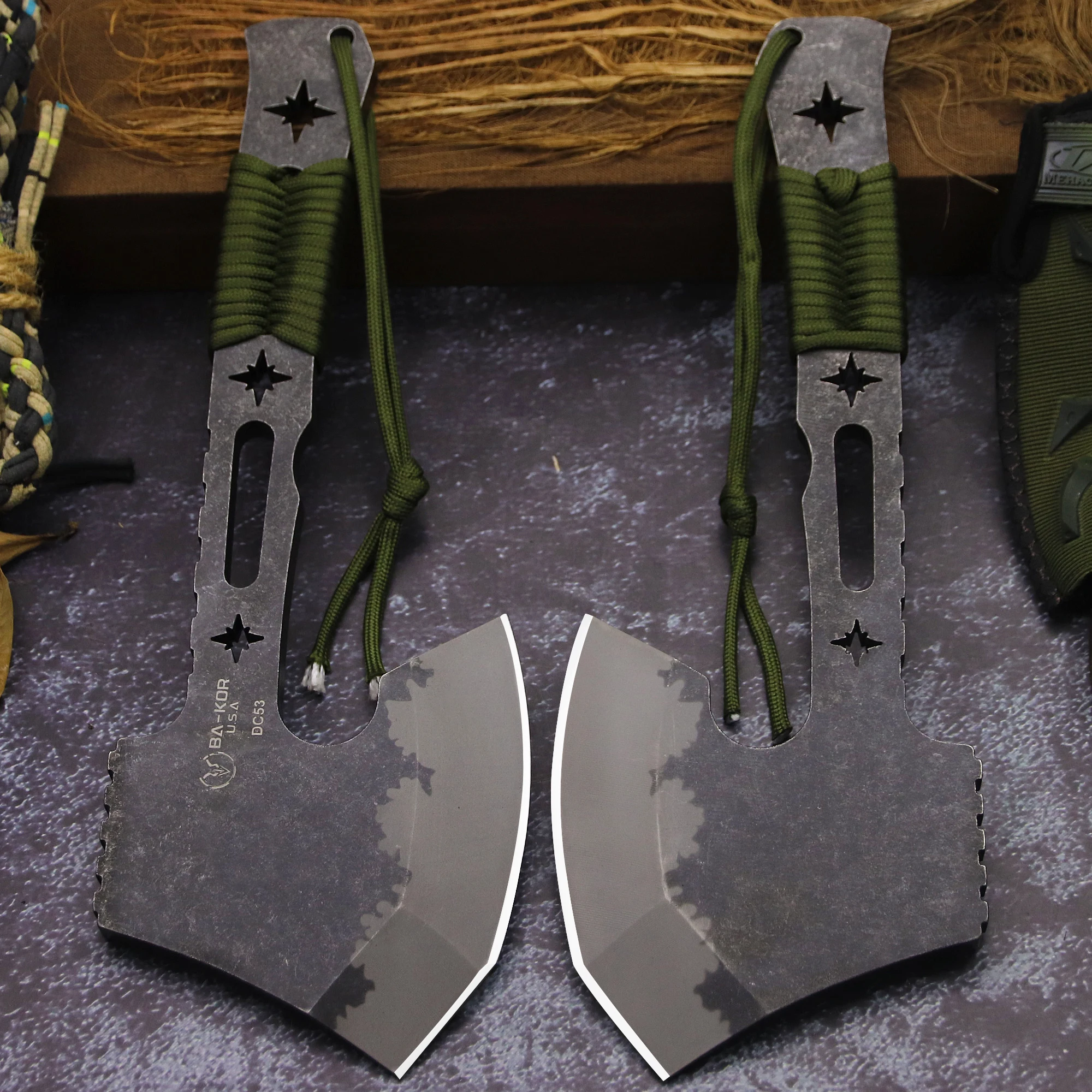 BA-KOR German outdoor camping axe DC53 steel 10mm thick integrated multi-purpose axe + axe sheath, forest logging axe, tool axe