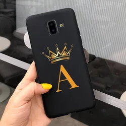 Adorable Alphabet Soft Silicone Bumper Phone Cover for Samsung J6 Plus (Letter - black - A)