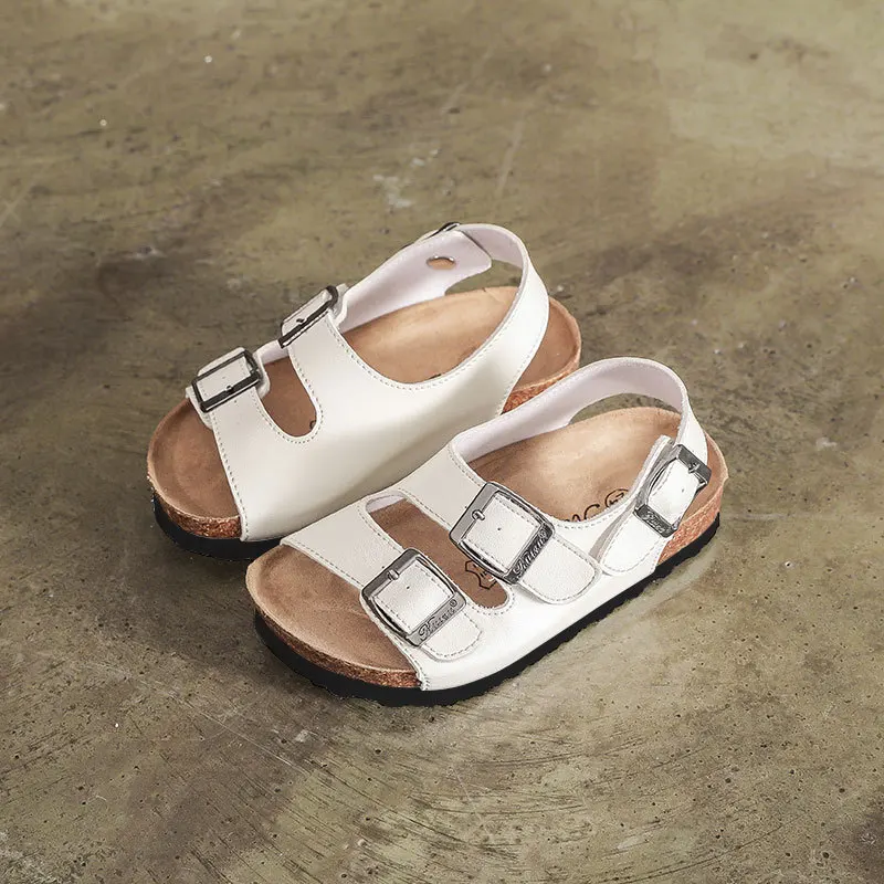 Summer New Kids Beach Sandals for Boys Cork Sandals Non-slip Soft Leather Sport Sandal Outdoor Fashion Children's cork Slippers