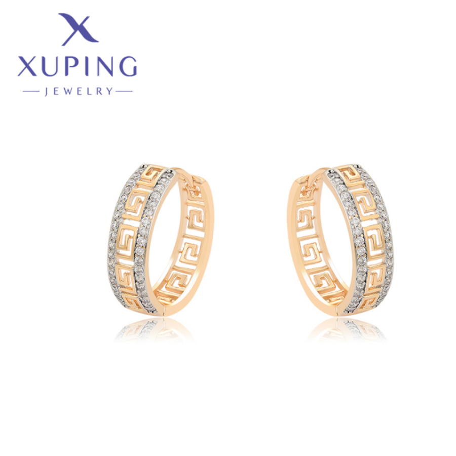 Xuping Jewelry Hot Sales Fashion Circle Shape Elegant Gold Color Hoops Earrings for Women Girl Commemoration Day Gift X000702022