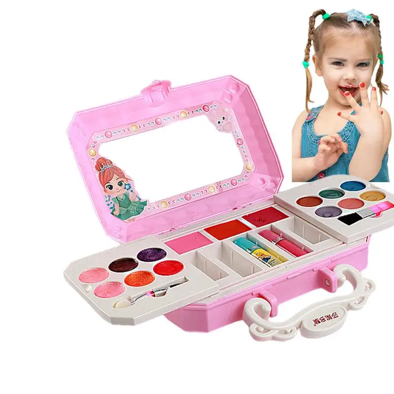 

Kids Makeup Kit For Girl Washable Little Girls Princess Make Up Toys Fold Out Makeup Palette Play Make Up Toys Makeup Vanities