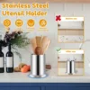 2Pcs Chopstick Holder Stainless Steel Utensil Container Large Capacity Kitchen Utensil Holder with Draining Holes Rustproof 6