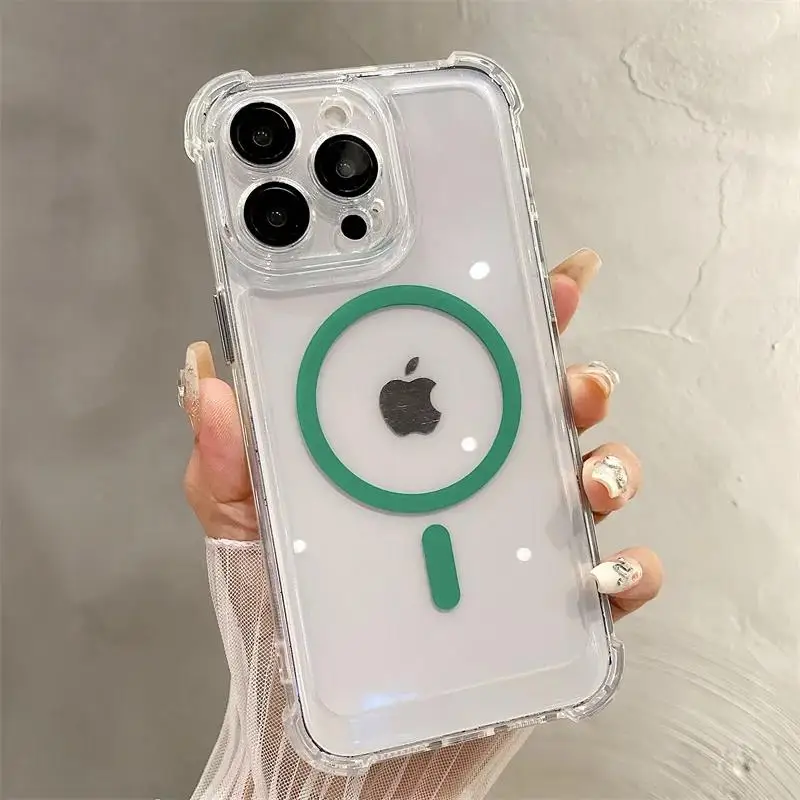 Fashion Simple Color Magnetic Shockproof Case For iPhone 11 12 13 15 16 Plus 14 ProMax Silicone Soft Wireless Charging Cover Men