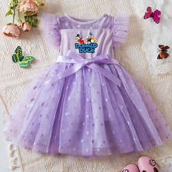 Donald Duck 2-6Y Baby Girl Dress Princess Mesh Skirt Summer Sleeveless Clothes Fancy Wedding Party Dresses for Girls Summer