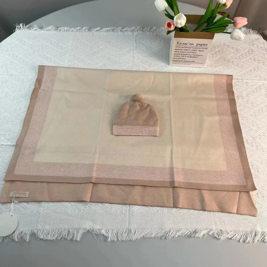 

2023 New C style Pink Brown Newborn Baby Girls Boys Blanket with hat