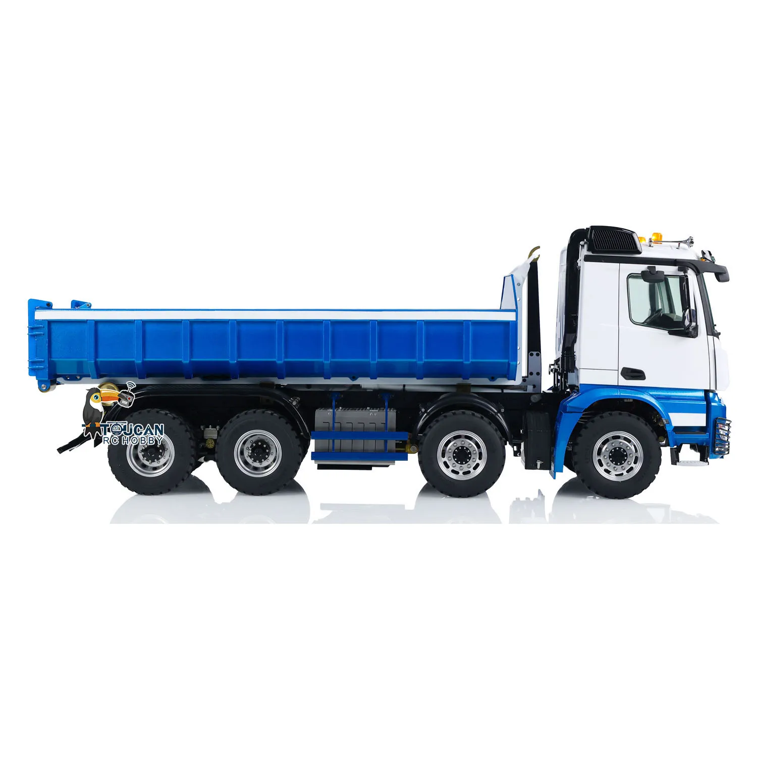 8x8 LESU 1/14 RC Hydraulic Dump Truck RTR Metal Chassis Remote Control Vehicle Roll Off Dumper Car Model with Hook Light Sound 4