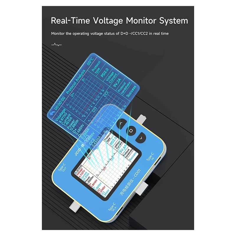 Top Deals JCID Charging Detector CD01 Use With JC Intelligent Drawing Faults Diagnosis Type-C Fast Charging Port Tester