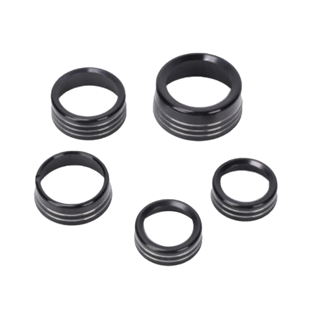 

5x Car Headlight/Center Console Switch Knob Cover Trim Rings For Dodge-RAM 1500 2013-2017 High-Quality Aluminum Alloy Accessory