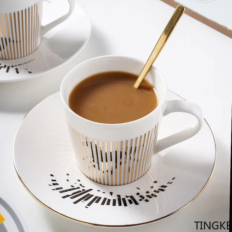 

2023New dynamic reflection mirror cup creative ceramic afternoon tea coffee cup and saucer the best gift to friends