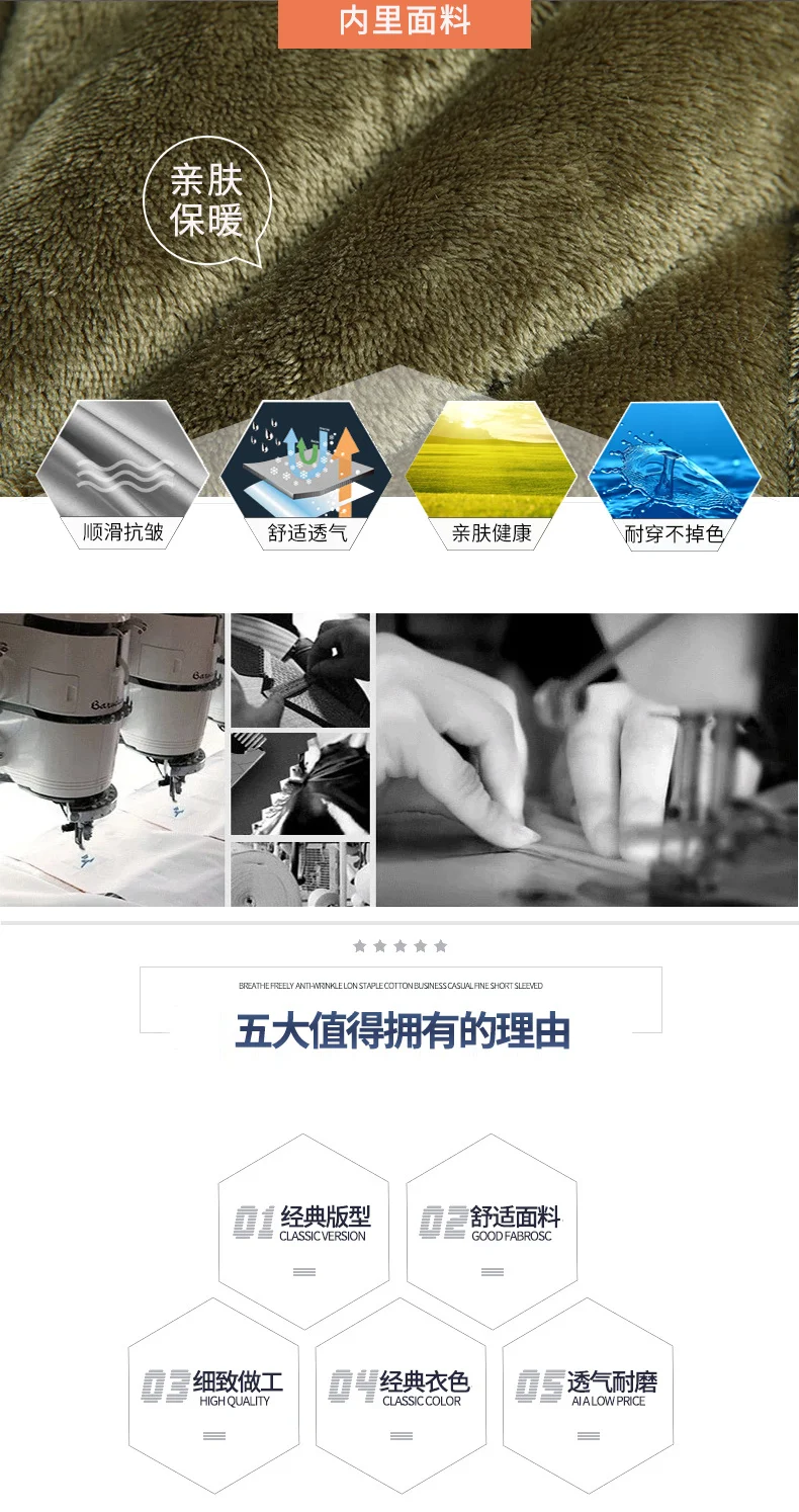 Description Picture 5 of itemMen's Winter Parkas Fleece Warm Windproof Solid Color Outdoor Jacket Coats Hooded Windbreaker Military Thick Warm Outerwear