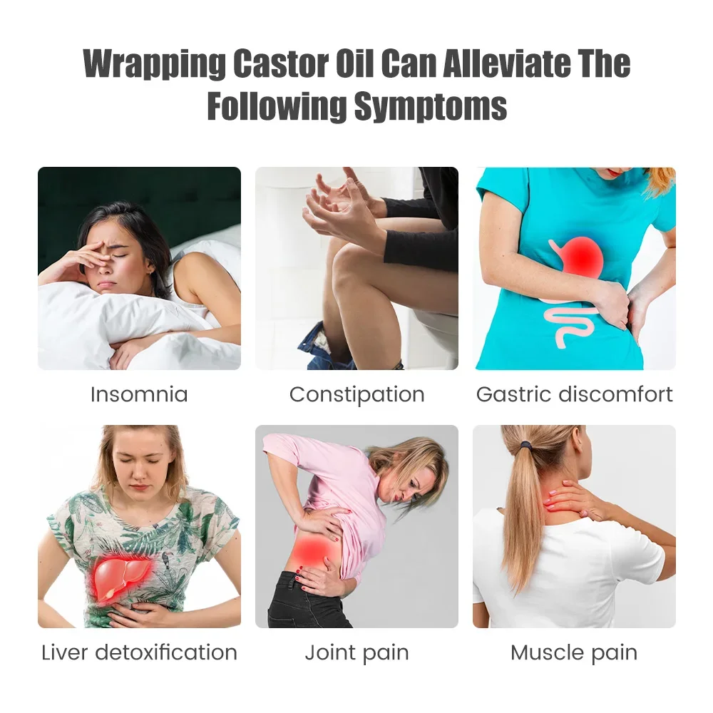 Reusable Organic Castor Oil Packs Liver Detox Adjustable Elastic Strap Flannel Cotton Machine Washable Anti Oil Leak castor oil packs