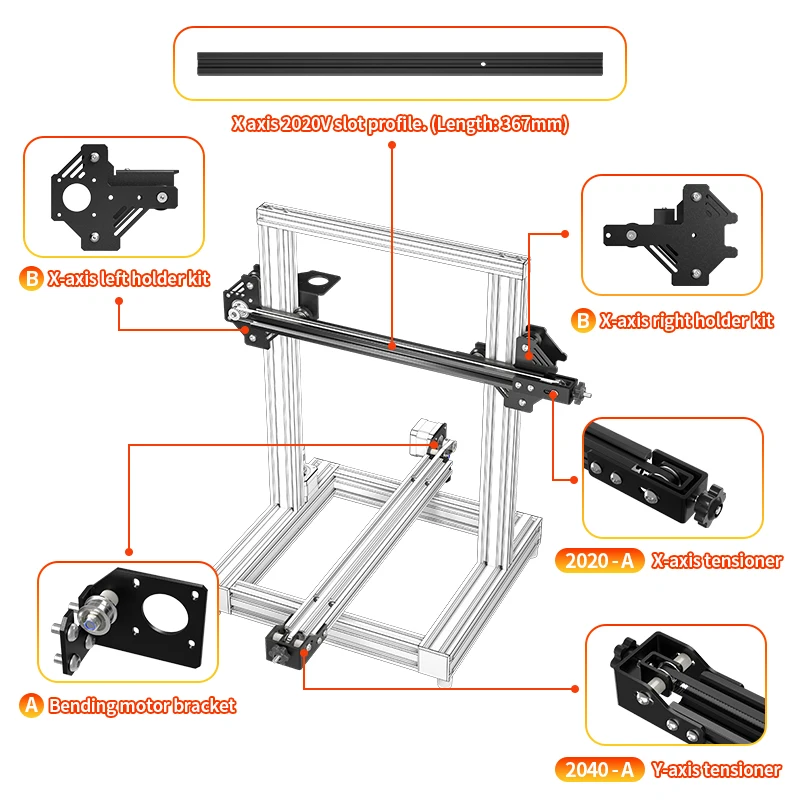 Suporte de Montagem do Motor do Eixo y x Peças da Impressora 3d Placa de Montagem do Motor Frontal e Traseira Tensor para Cr10 Ender3 Direita Esquerda x Eixo z - Imagem 6