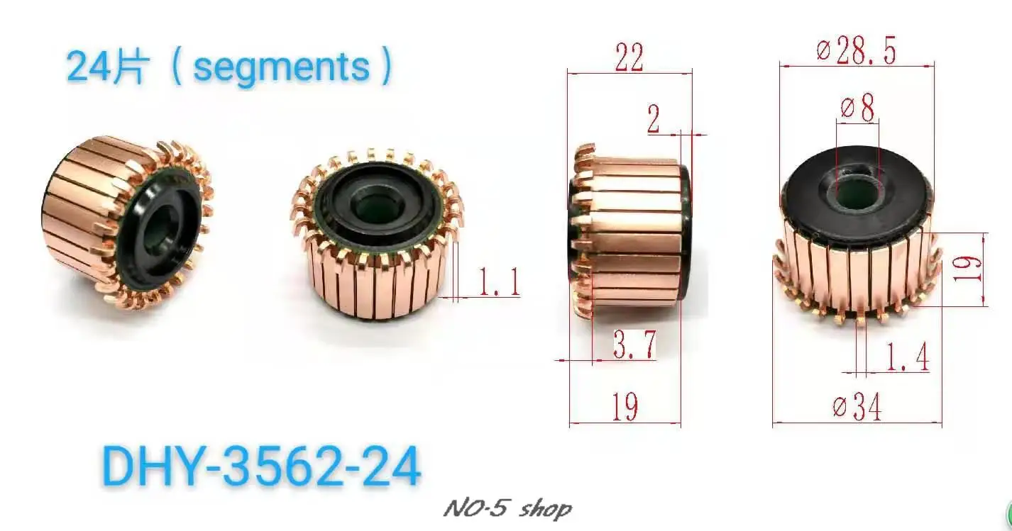 

5Pcs 28.5x8x19(22)x24P Copper Bars Electric Motor Commutator