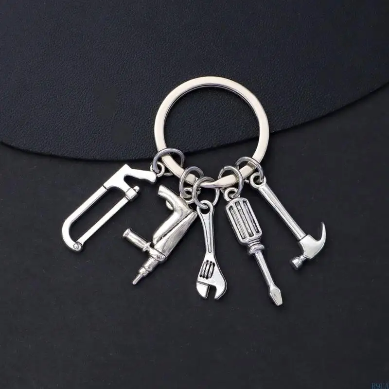 R9UA 금속 키 체인 망치 드라이버 렌치 Pincer 키 링 액세서리가있는 키 체인