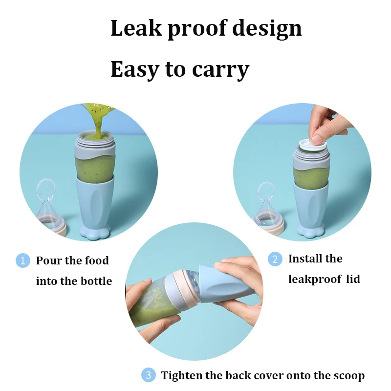Squeezing Feeding Bottle Silicone Newborn Baby Training Rice Spoon Infant Cereal Food Supplement Feeder Safe Tableware Tools 4
