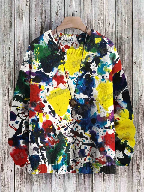 Winter Unisex Casual Knit Pullover Sweater Rainbow Colors
