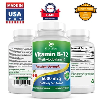 Best Natural Vitamin B-12 As Methylcobalamin ( B12), 6000 Mcg, Supports Energy, Immune, Heart, Mood And Brain Support