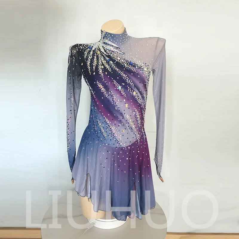 

LIUHUO Ice Figure Skating Dress Girls Women Teens Stretchy Spandex Gradient Competition Wholesale