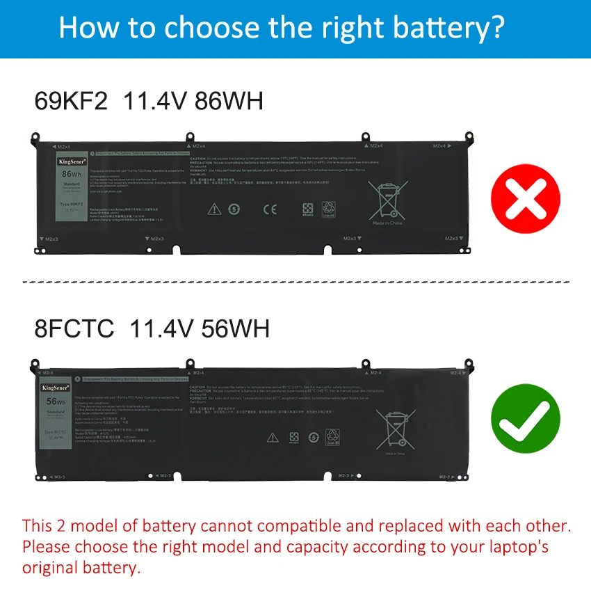 Células Bateria para Dell Dell G15 5510 5511 5520 5515 5521 Series Dell Xps 15 9500 g7 15 7500 11.4v 56wh Kingsener8 - Imagem 6