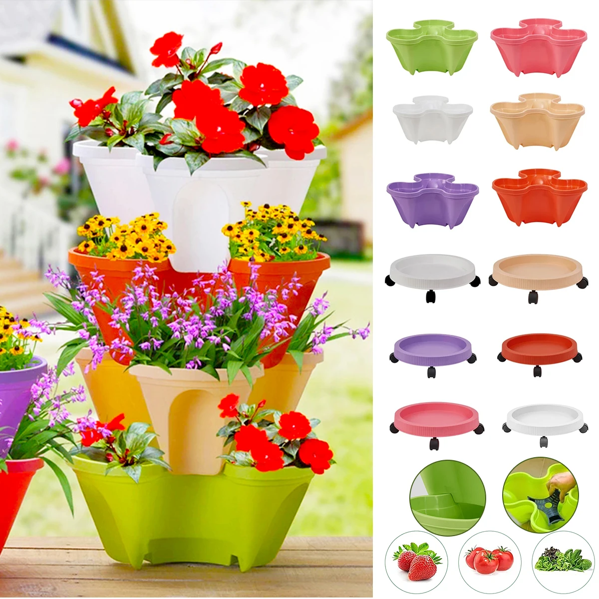 Bloem Saturn Vaso Per Fiori 25,4 Cm Con Sottovaso Integrato – Plastica Riciclabile Effetto Terroso - 2