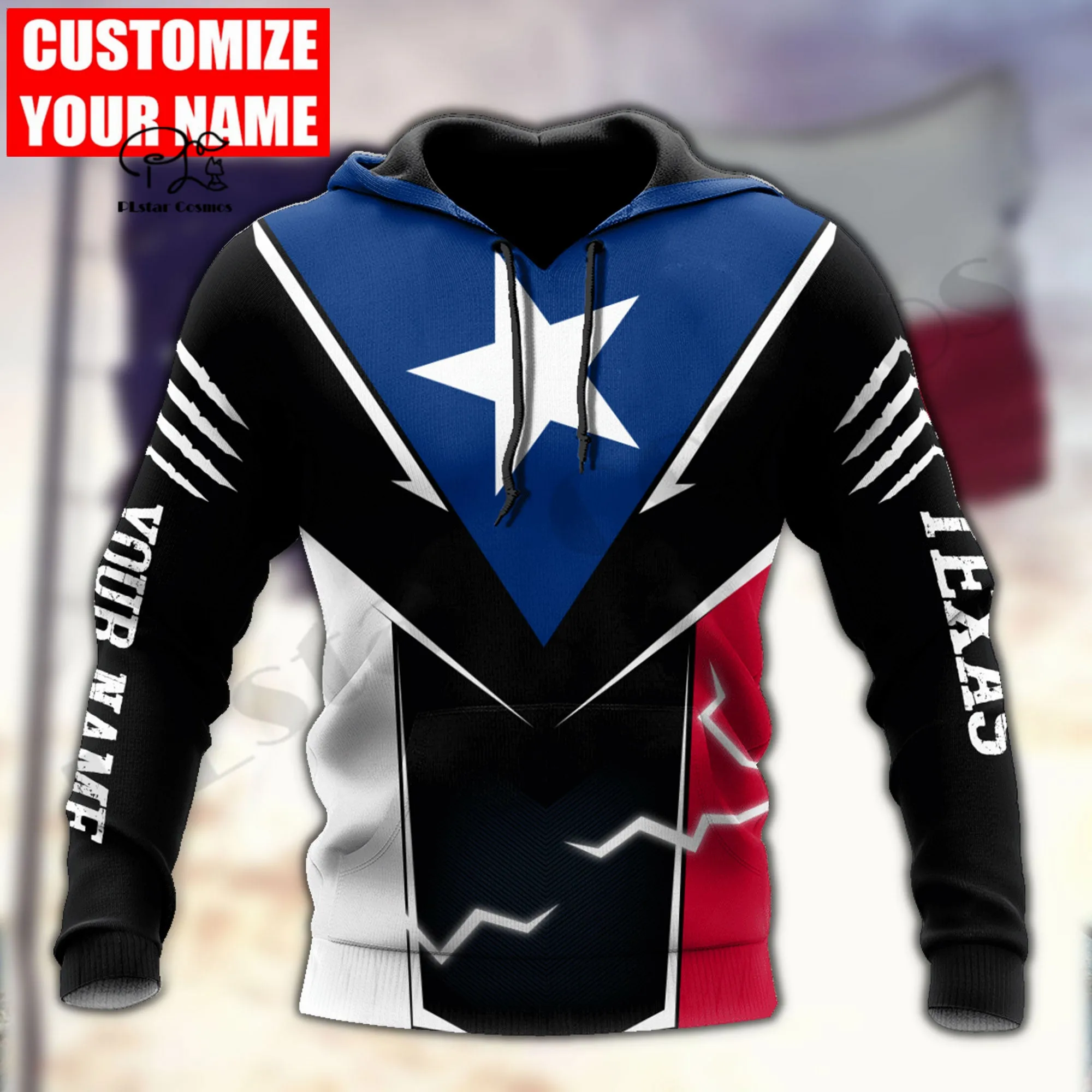 PLstar Cosmos 3Dprint Newest Texas State Flag Custom Name Harajuku Streetwear Casual Unique Unisex Hoodies/Sweatshirt/Zip B-9