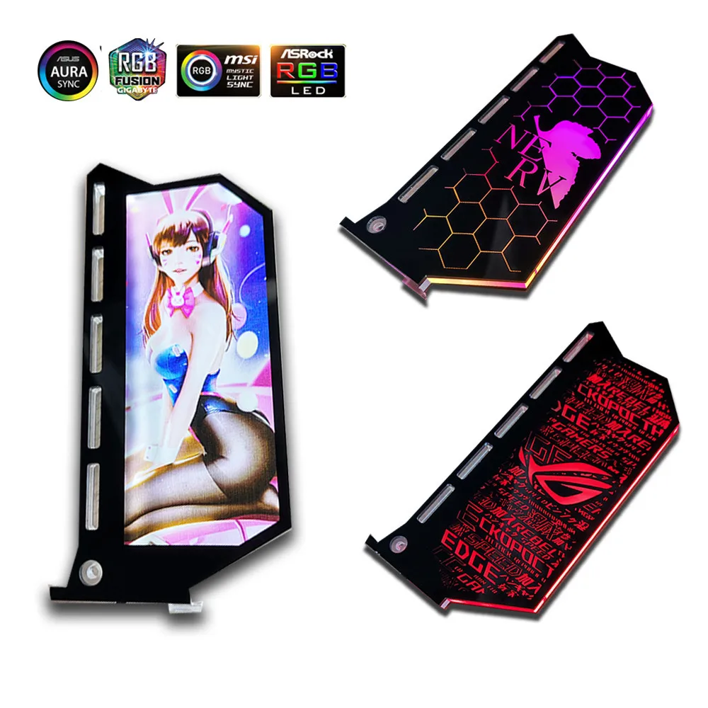 Personalizável Gpu Suporte Vertical 12v 5v Aura Colorido Suporte de Cartão de Vídeo Personalizar Vga Suporte Chassis Watercooler Personalizado Mod Ventiladores e resfriadores - Imagem 2