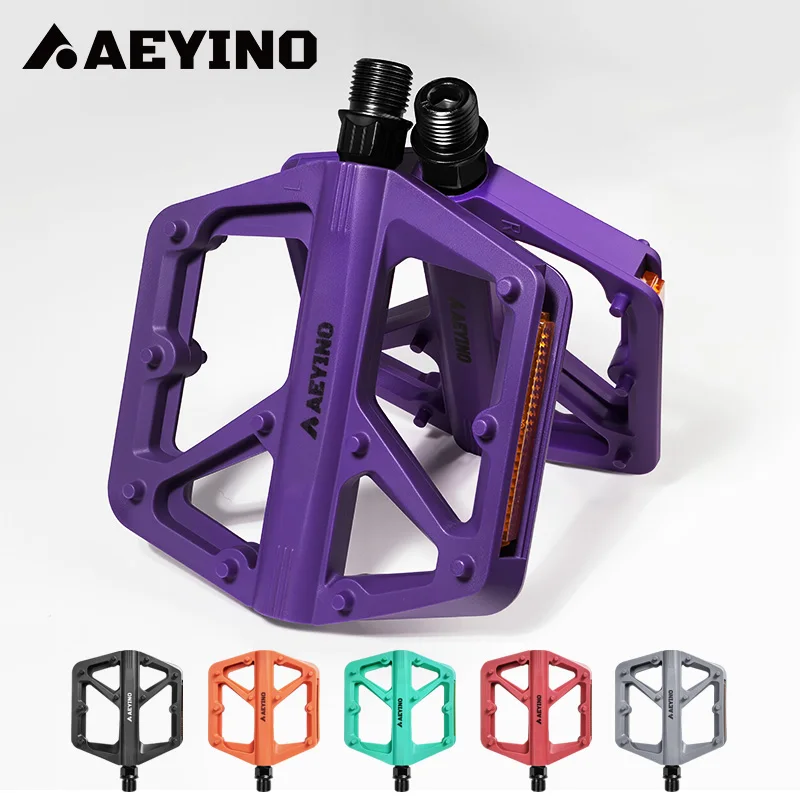 Pédales de vélo de route et VTT AEYINO, légères, en nylon, avec roulements, antidérapantes, pédales plates pour le cyclisme, 9/16 pouces, pièces de vélo 1 Pédales de vélo de route et VTT AEYINO, légères, en nylon, avec roulements, antidérapantes, pédales plates pour le cyclisme, 9/16 pouces, pièces de vélo 1