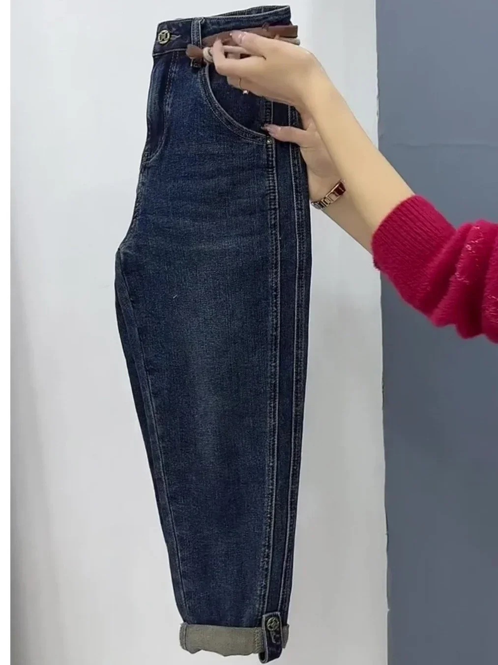 Y2k Jeans Pear-shaped Plus Size Women's Jeans Baggy Haren Pants 2023 New High Waist Elastic Slimming Pantalones De Mujer 5