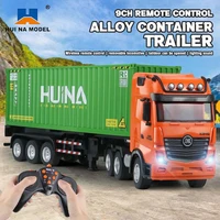 Huina Rc Truck 1/18 9Ch Alloy Remote Control Container Cars Trucks Lighting Sound Radio Controlled Electric Kids Toys Boys Gifts 1