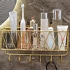 Bathroom Shelf No Drill Wall-Mounted Golden Iron Toiletries Storage Rack With Hook For Shampoo Shower Gel Organizer Shower Shelf 5