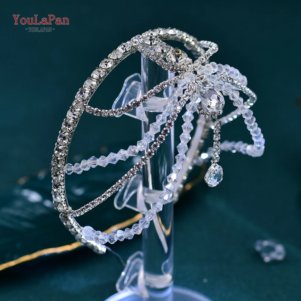 

TOPQUEEN Bridal Hair Crowns Rhinestone Hair Accessories Crystal Headbands Bride Hairpiece Women Hair Tiaras For Bridesmaid HP665