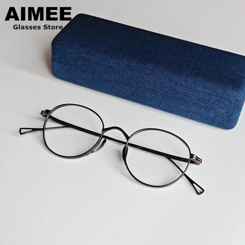 Brand Designer Titanium Ultralight Glasses Frame KMN113 Men Women Retro Oval Round Eyeglasses Fashion Handmade Spectacles Frames