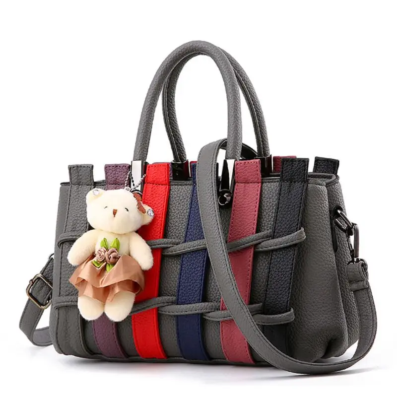 

Fashion Women Shoulder Bag Satchel Crossbody with Bear Pendant Tote Handbag Purs
