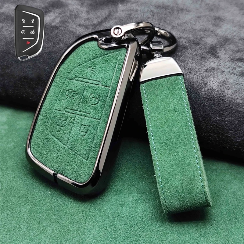 

Suede Alloy Car Remote Key Case Cover Shell For Cadillac CT4 CT5 CT6 ATS CTS Escalade ESV SRX STS XT4 XT5 XT6 XTS KeyChain