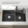 32" Black Double Bowl Kitchen Sink Stainless Steel Bar  Drop-In Kitchen Sink with Drain and Overflow 6