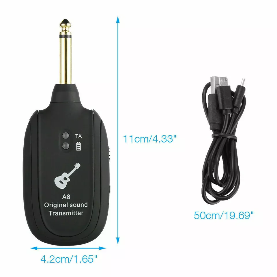 UHF Guitar Wireless System Transmitter+Receiver Built In Rechargeable Battery wireless guitar system