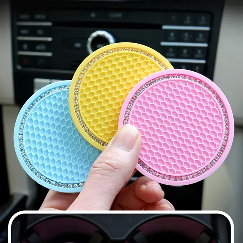 2Pcs Car Water Cup Mat Auto Interior Decoration Accessory Simple Installation Universal Car Beverage Water Cup Anti-Skid Pad