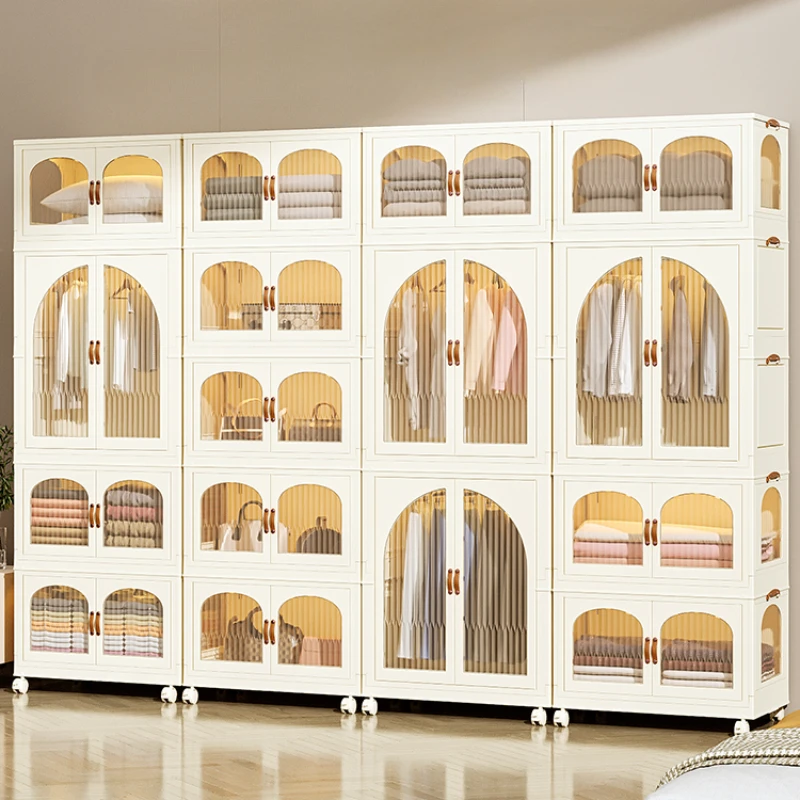 Plastic Portable Children Wardrobes Closet Organizer Cabinet Bedroom Wardrobes Shelves Shoe Szafa Na Ubrania Furniture MR50CW