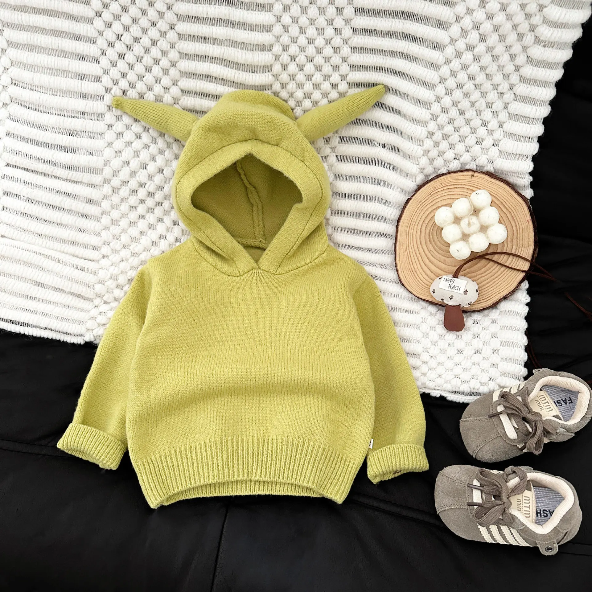 2025 겨울 신상  긴팔 니트 스웨터 남아 여아 후드 스웨터  따뜻한 옷 패션  캐주얼 니트웨어