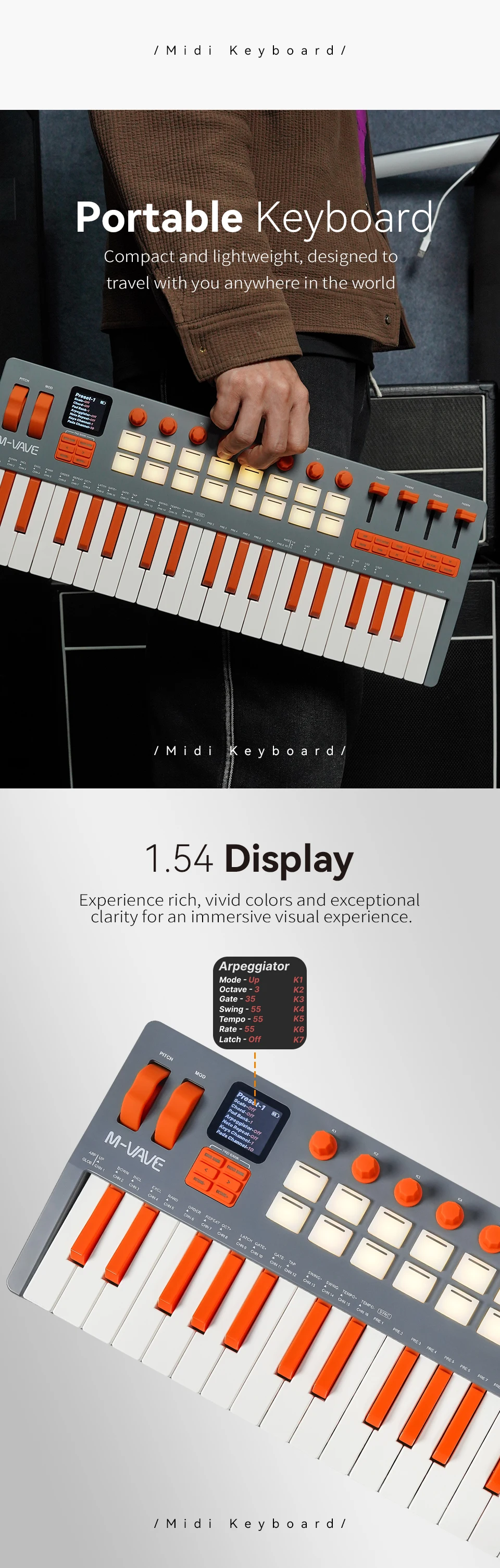 M-VAVE SMK-37 エリートMIDIキーボード - 37鍵ポータブル