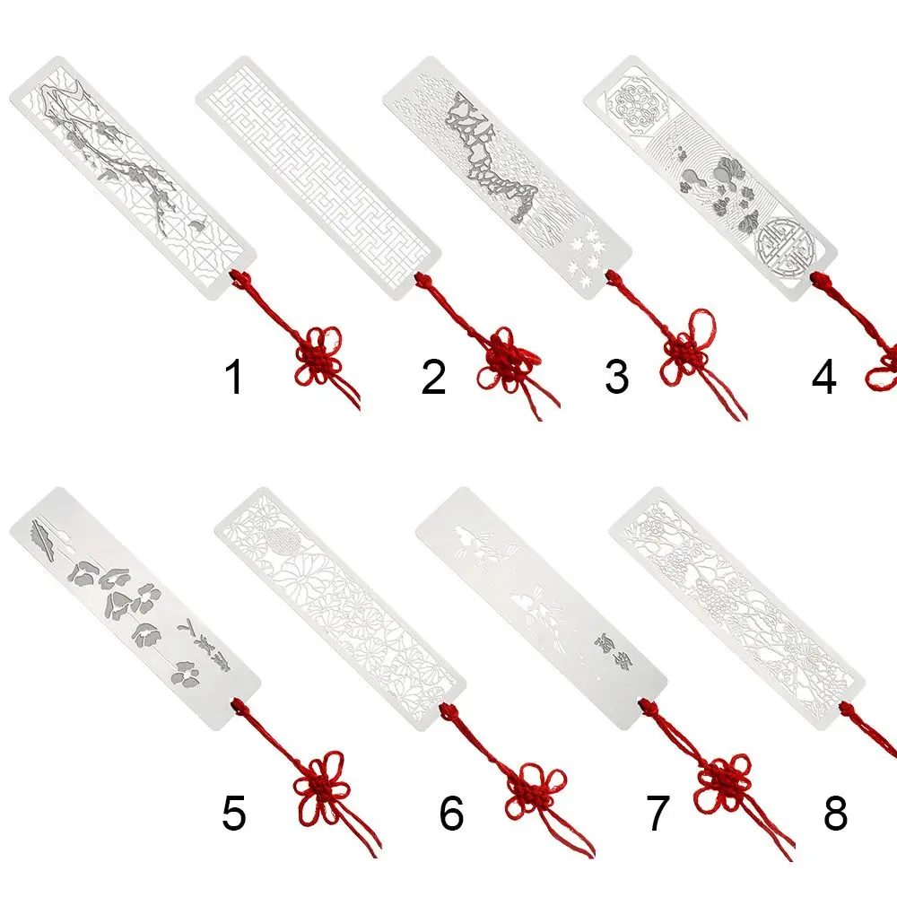 Colorful Chinese Style Hollow Kids Students Gift Stainless Steel Bookmarks Metal Bookmarks Red Knot metal bookmark bookmarks stationery supplies