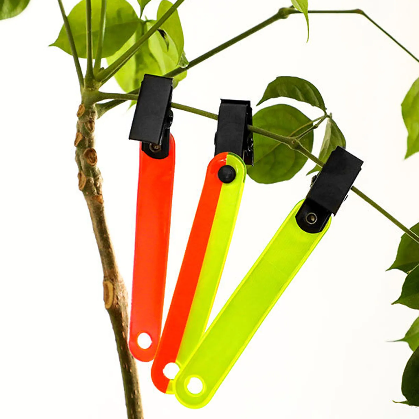 12PCS High Visibility Trail Markers with Clips Reflective Tree Tacks for Camping Hunting Outdoor Hiking
