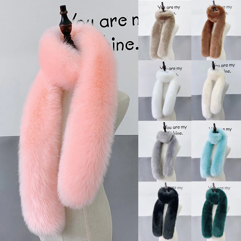 Long Faux Fur Scarf For Women Winter Furry Fur Collar Shawl Ladies Warm Neck Warmers Shawl Decor Plush Shawl Wrap Scarf