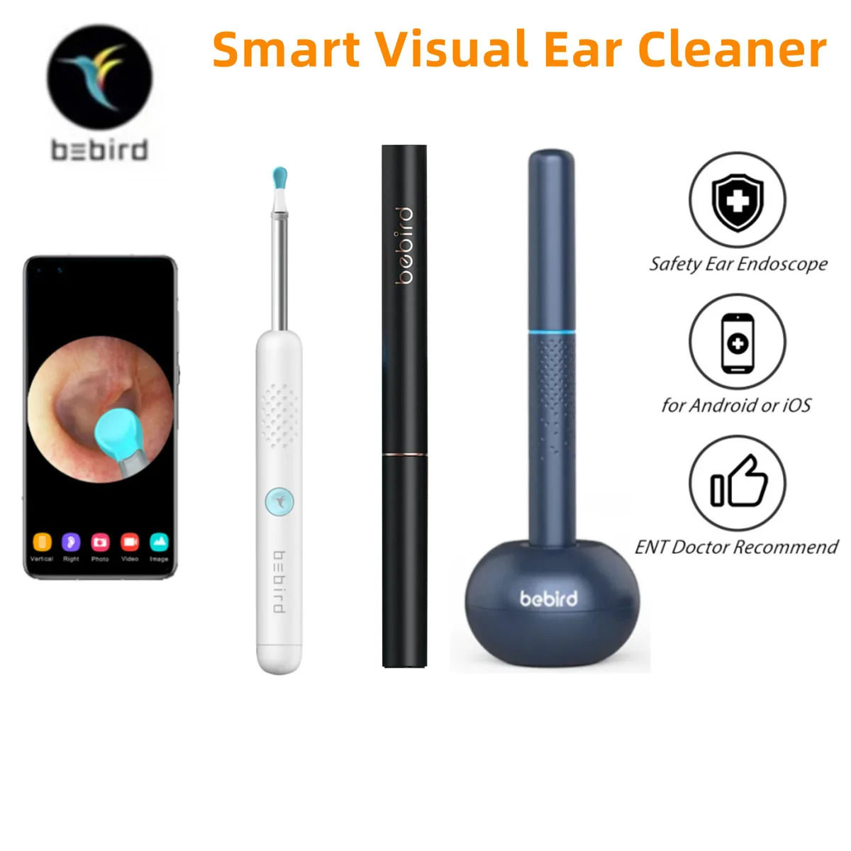 Bebird R1 + R3 T15 M9S Smart Visual Ear Cleaner otoscopio Minifit con Kit di rimozione del cerume dell'orecchio della fotocamera dell'orecchio da 3.5mm per l'assistenza sanitaria dell'orecchio