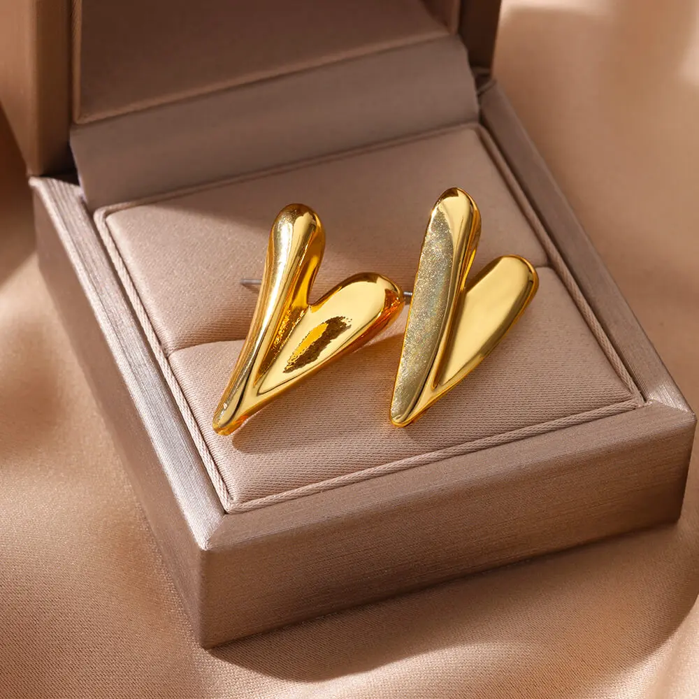 Stainless Steel Irregular Heart Stud Earrings for Women