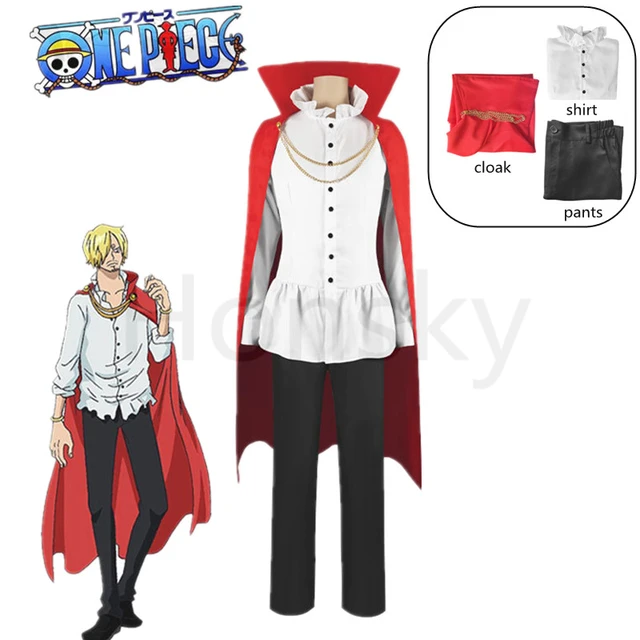 Anime One Piece Sanji Cosplay Costume Sanji Red Cloak Shirt Pants Full Set  Outfits Halloween Carnival Suit Men Performance Props - Cosplay Costumes -  AliExpress