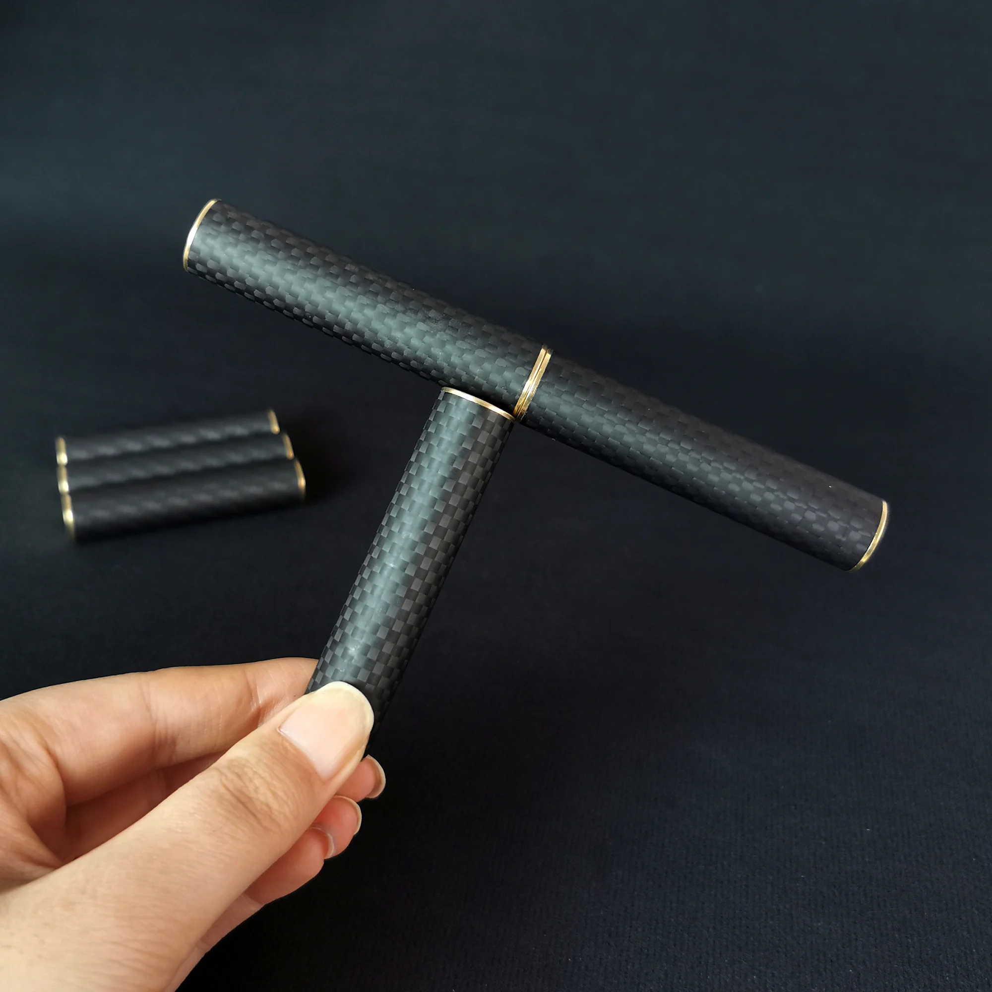 EDC Fidget Toys Stress Relief For Adults Magnetic Metal Carbon Fiber Three-section Stick Rotating Creative Gift 6
