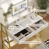 Modern Computer Desk Home Office Desk with Monitor Stand and Built-in Hutch Writing Desk Workstation Table with Bookshelf 4