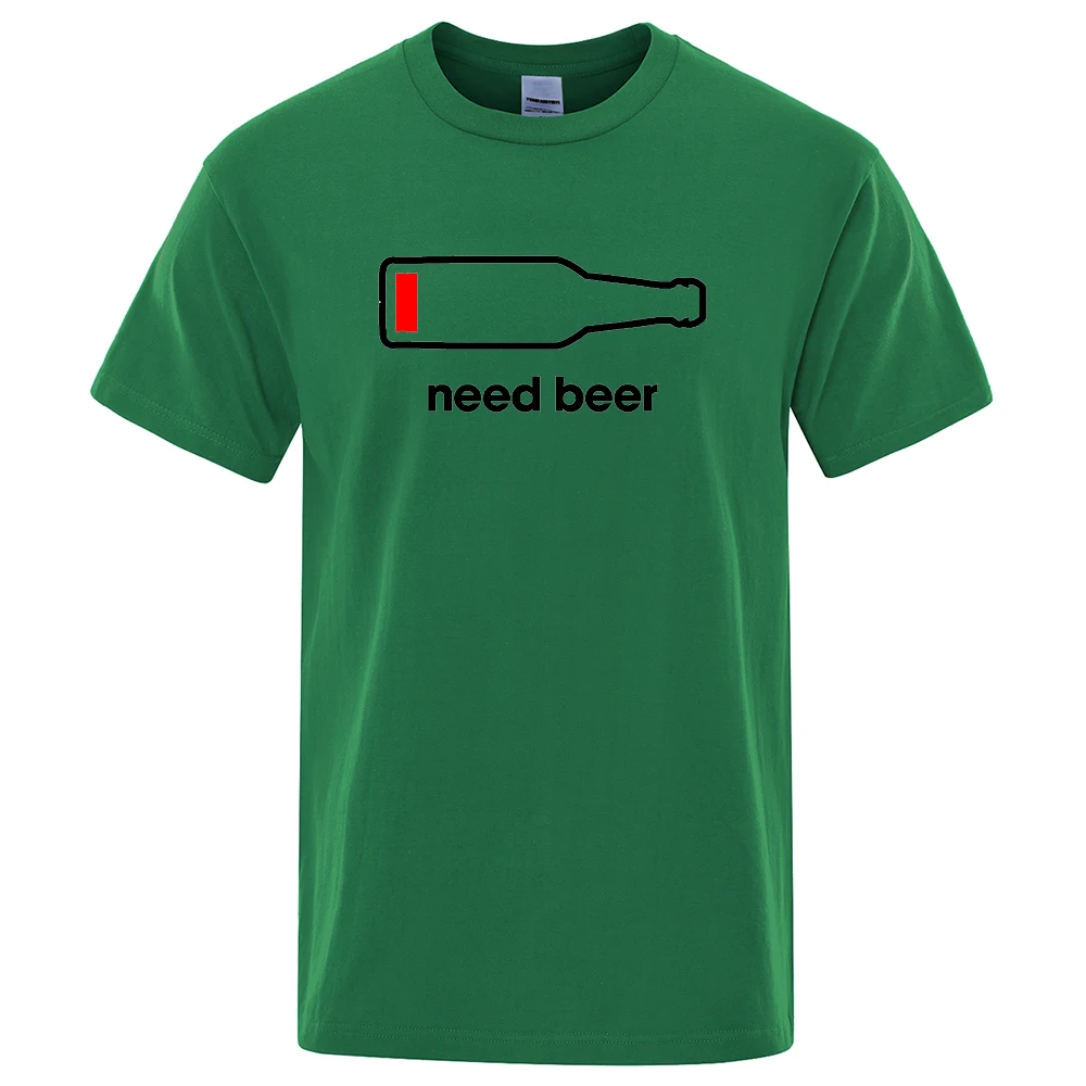 Need Beer Style Printing Miesten T-paita Löysät Puuvillavaatteet O-kaula-aukkoinen Hengittävä Kesä Lyhythihainen Hip Hop Street T-paita_voghion.com